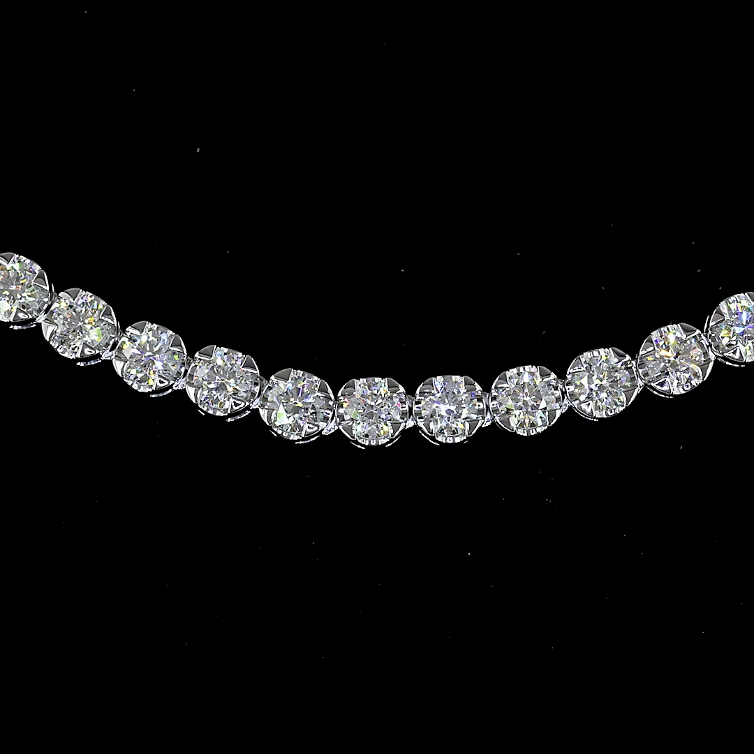 7.56 Cts 14k White Gold Round Shape Tennis Necklace - Image 3