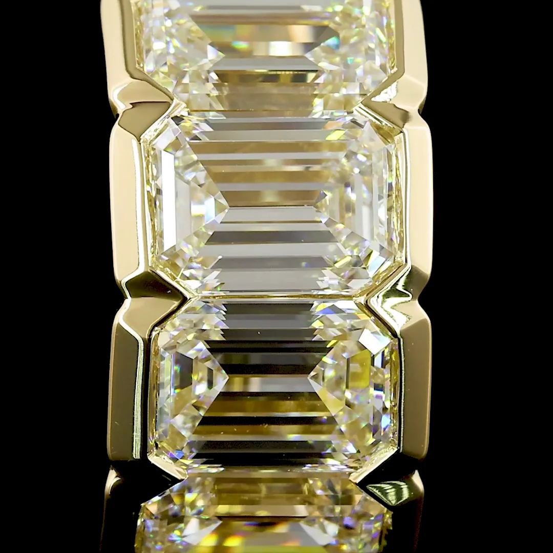 6.3 Cts 14k Yellow Gold Emerald Shape Huggies Earring - Image 3