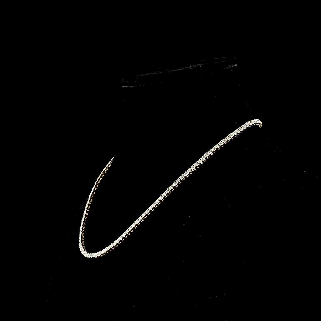 12.28 Cts 14k Yellow Gold Round Shape Tennis Necklace - Image 2