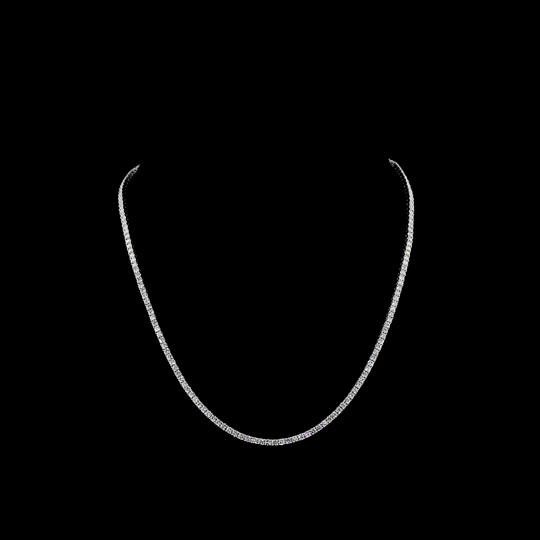 7.37 Cts 14k White Gold Round Shape Tennis Necklace - Video