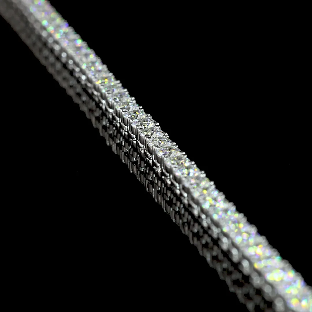 6.99 Cts 14k White Gold Round Shape Tennis Necklace - Image 2