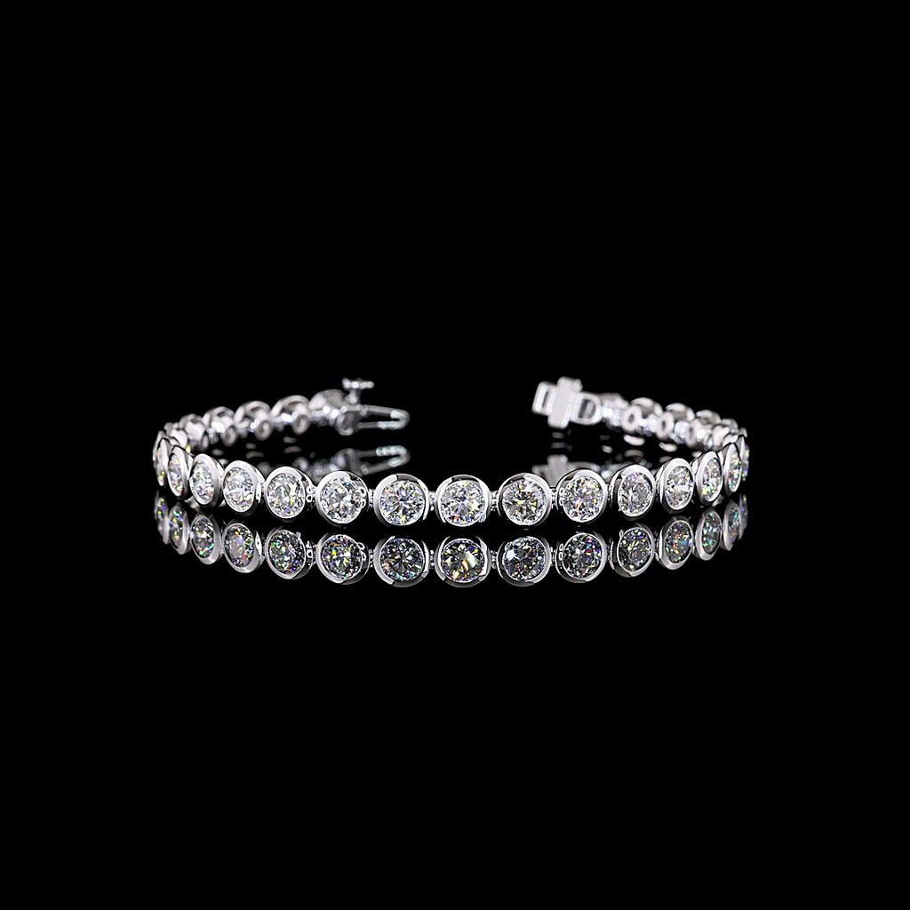 9.19 Cts 14k White Gold Round Shape Tennis Bracelet - Video
