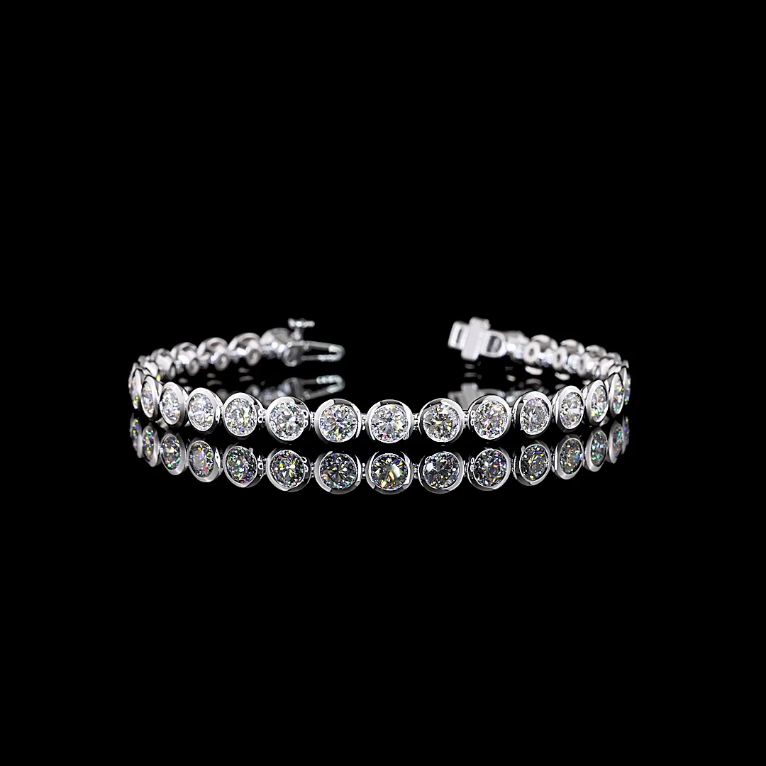 9.19 Cts 14k White Gold Round Shape Tennis Bracelet - Video