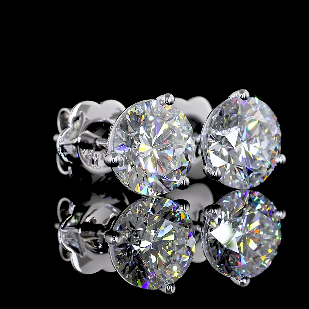 2.51 Cts 14k White Gold Round Shape Martini Earring - Image 2