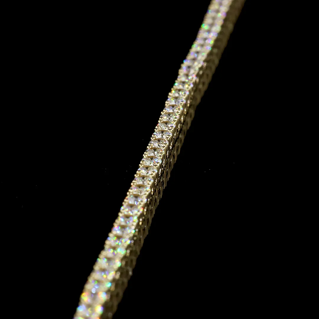 7.45 Cts 14k Yellow Gold Round Shape Tennis Necklace - Image 4