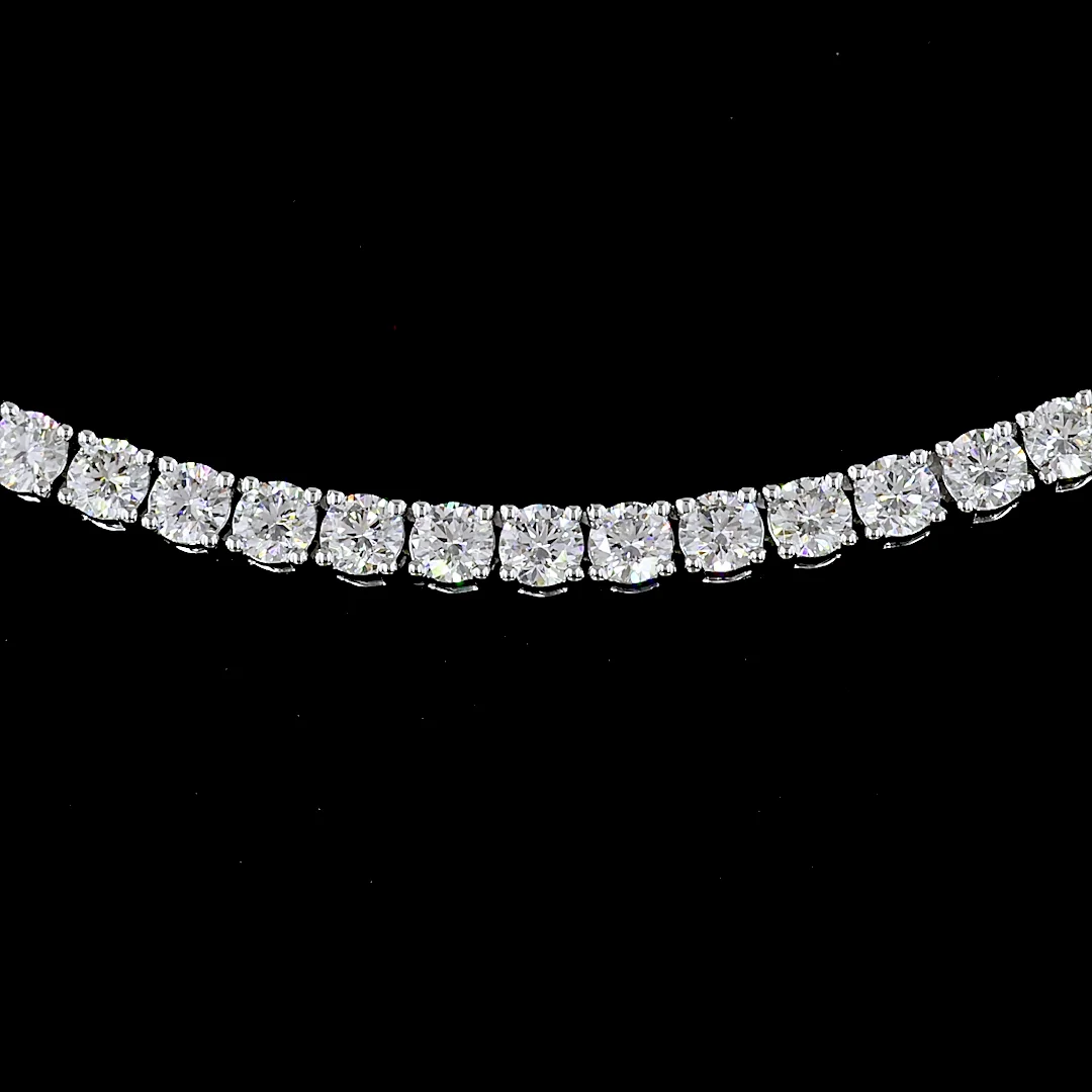 8.08 Cts 14k White Gold Round Shape Tennis Necklace - Image 3