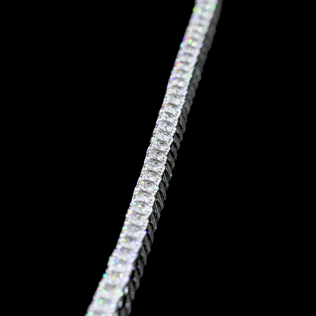 8.08 Cts 14k White Gold Round Shape Tennis Necklace - Image 4