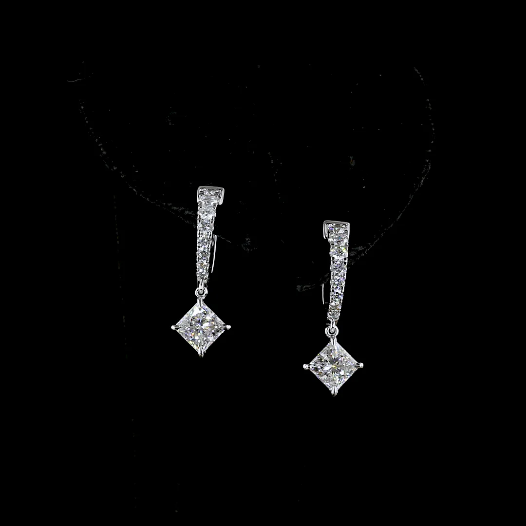 2.24 Cts 14k White Gold Mix Shape Hanging Earring - Video