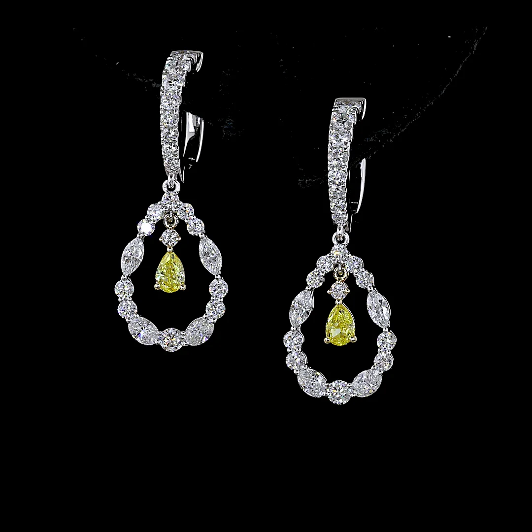 2.06 Cts 14k Two Tone Mix Shape Hanging Earring - Image 3