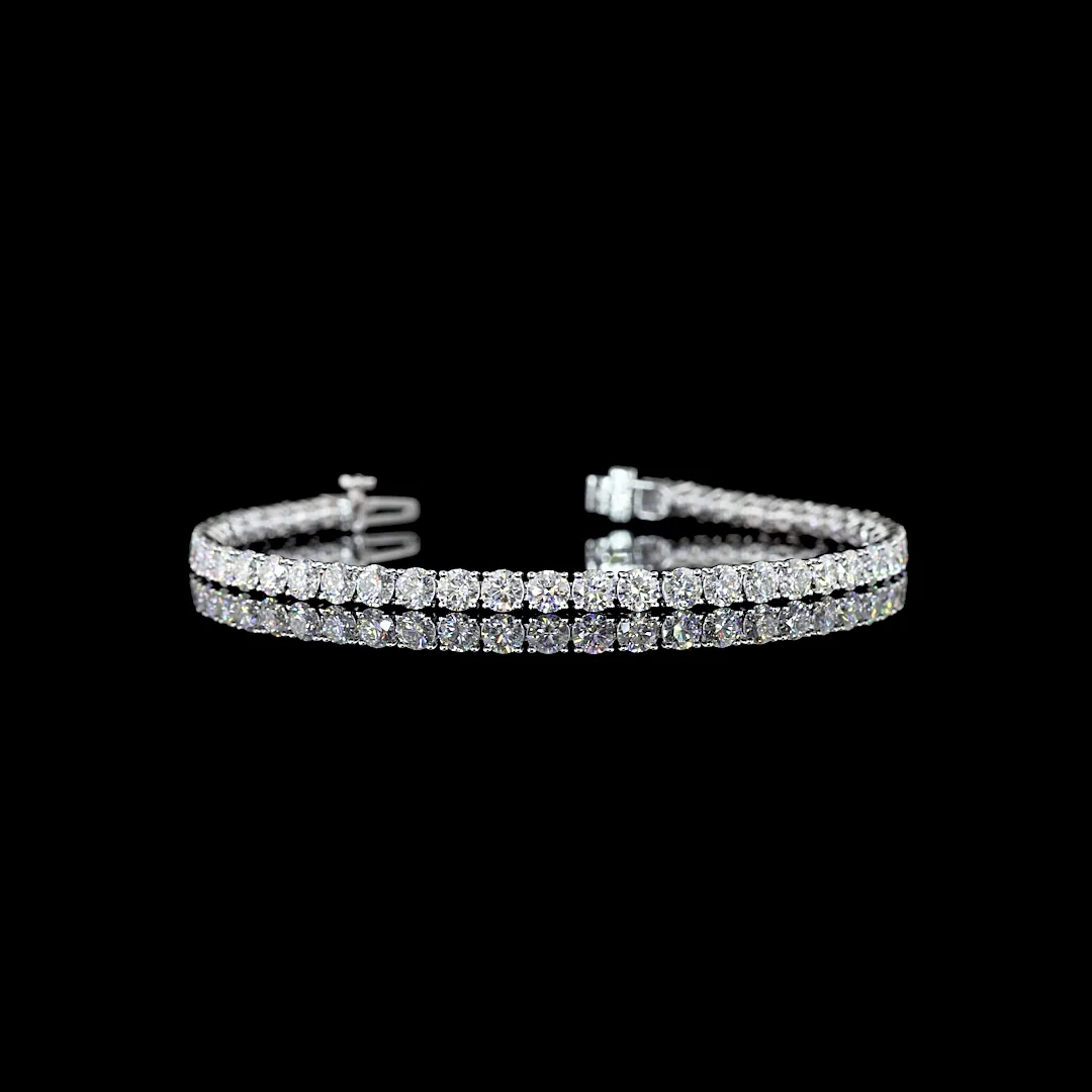 6.96 Cts 14k White Gold Round Shape Tennis Bracelet - Video