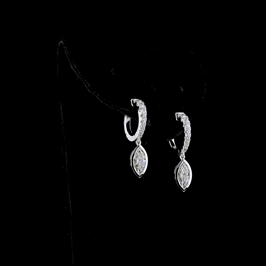 1.97 Cts 14k White Gold Mix Shape Hanging Earring - Image 2