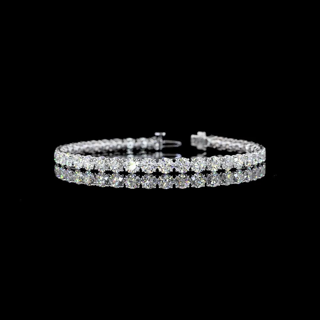 12.39 Cts 14k White Gold Round Shape Tennis Bracelet - Video