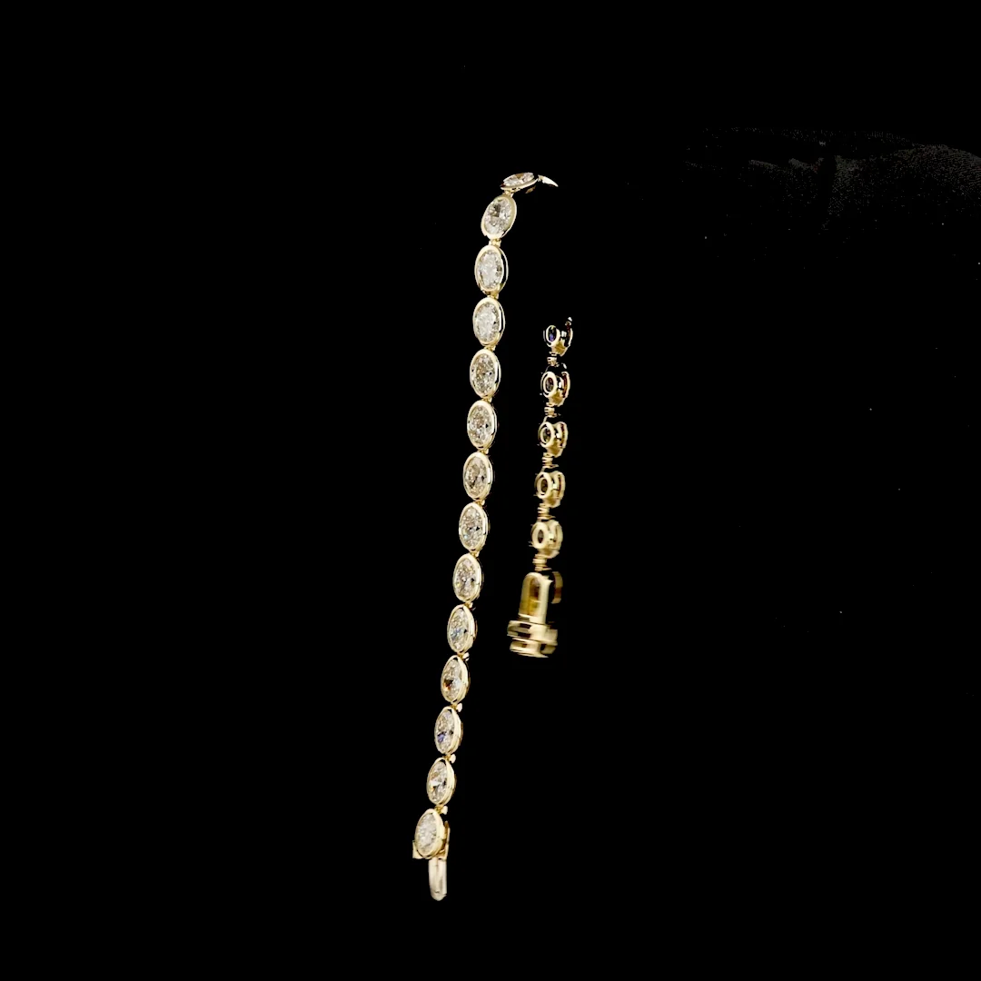 10.91 Cts 14k Yellow Gold Oval Shape Tennis Bracelet - Image 3