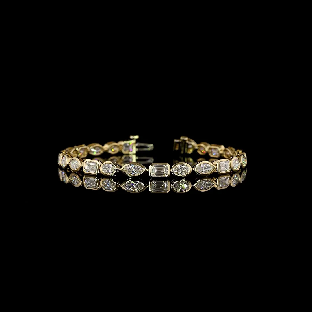 8.14 Cts 14k Yellow Gold Mix Shape Tennis Bracelet - Video