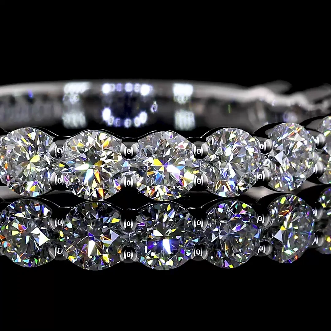 1.07 Cts 14k White Gold Round Shape 3/4 Band Eternity Band - Image 3