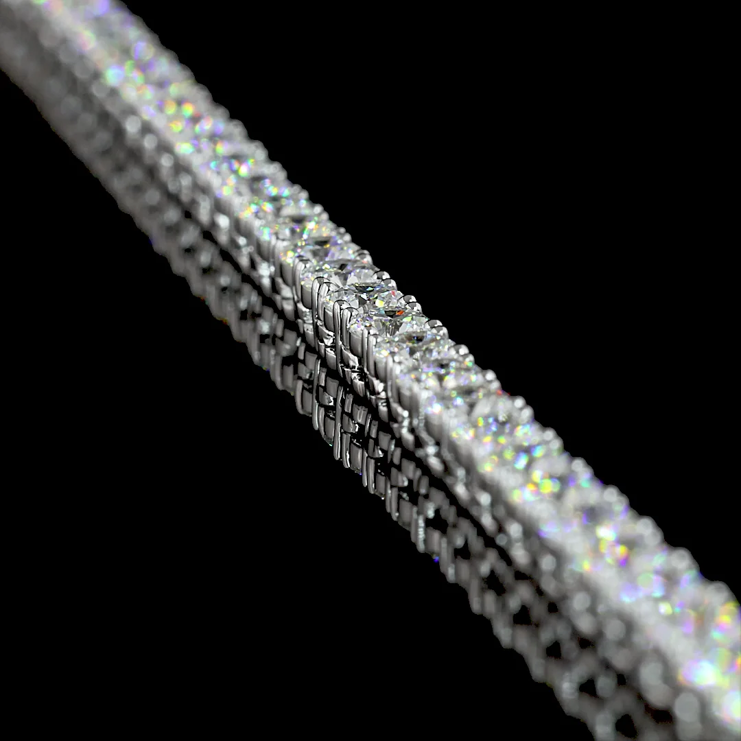 12.43 Cts 14k White Gold Round Shape Tennis Necklace - Image 2