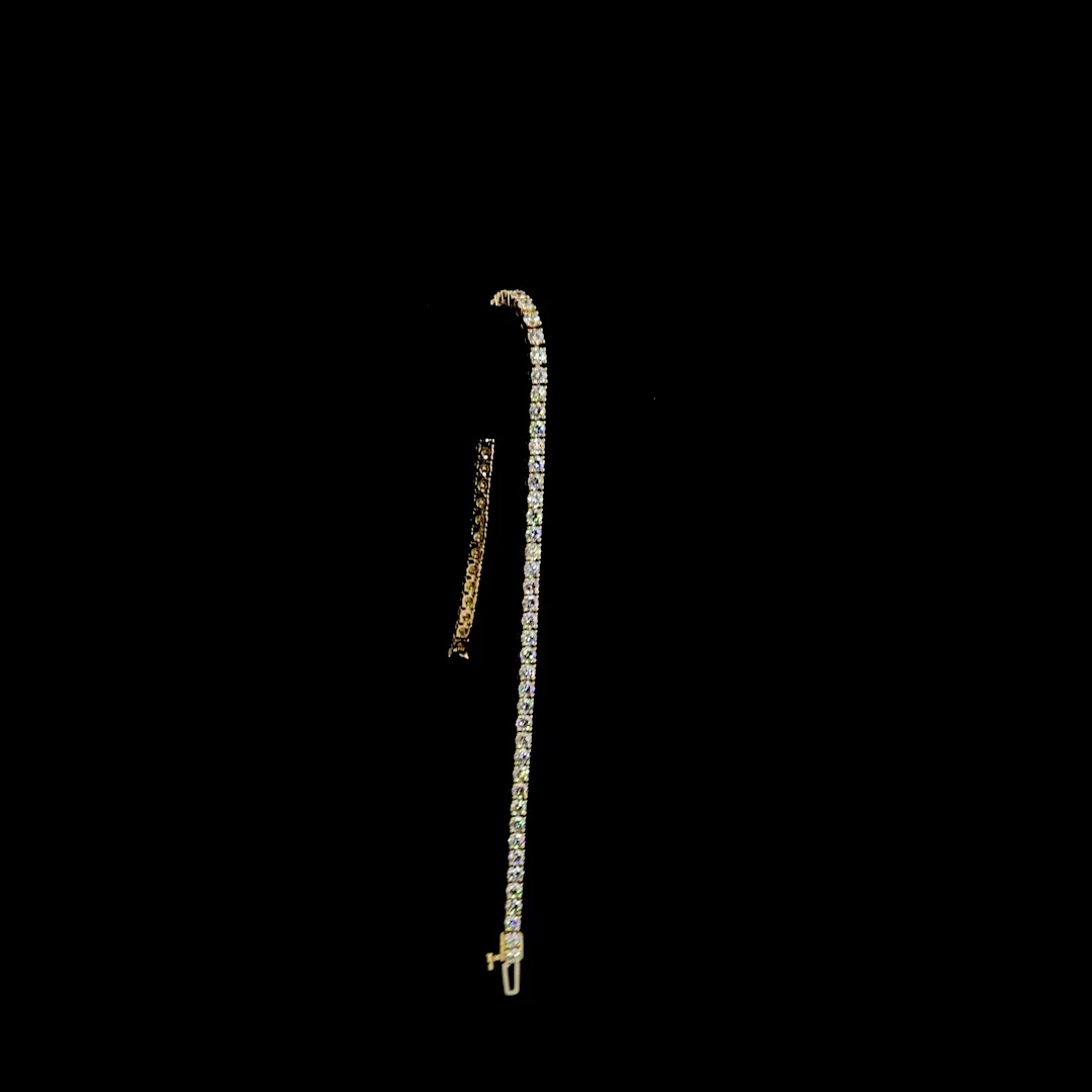 3.09 Cts 14k Yellow Gold Round Shape Tennis Bracelet - Image 3