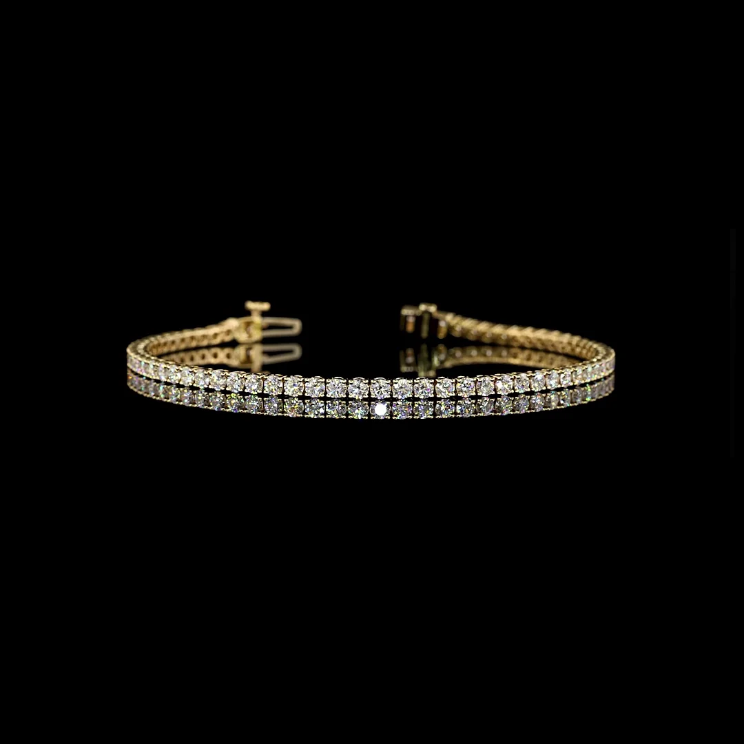 3.09 Cts 14k Yellow Gold Round Shape Tennis Bracelet - Video