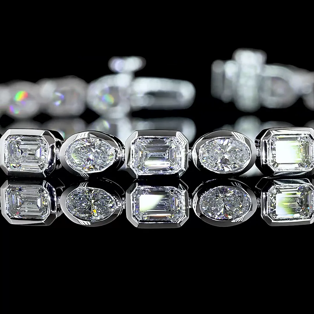 4.93 Cts 14k White Gold Mix Shape Tennis Bracelet - Image 3