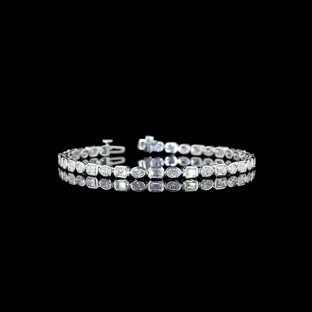 4.93 Cts 14k White Gold Mix Shape Tennis Bracelet - Video