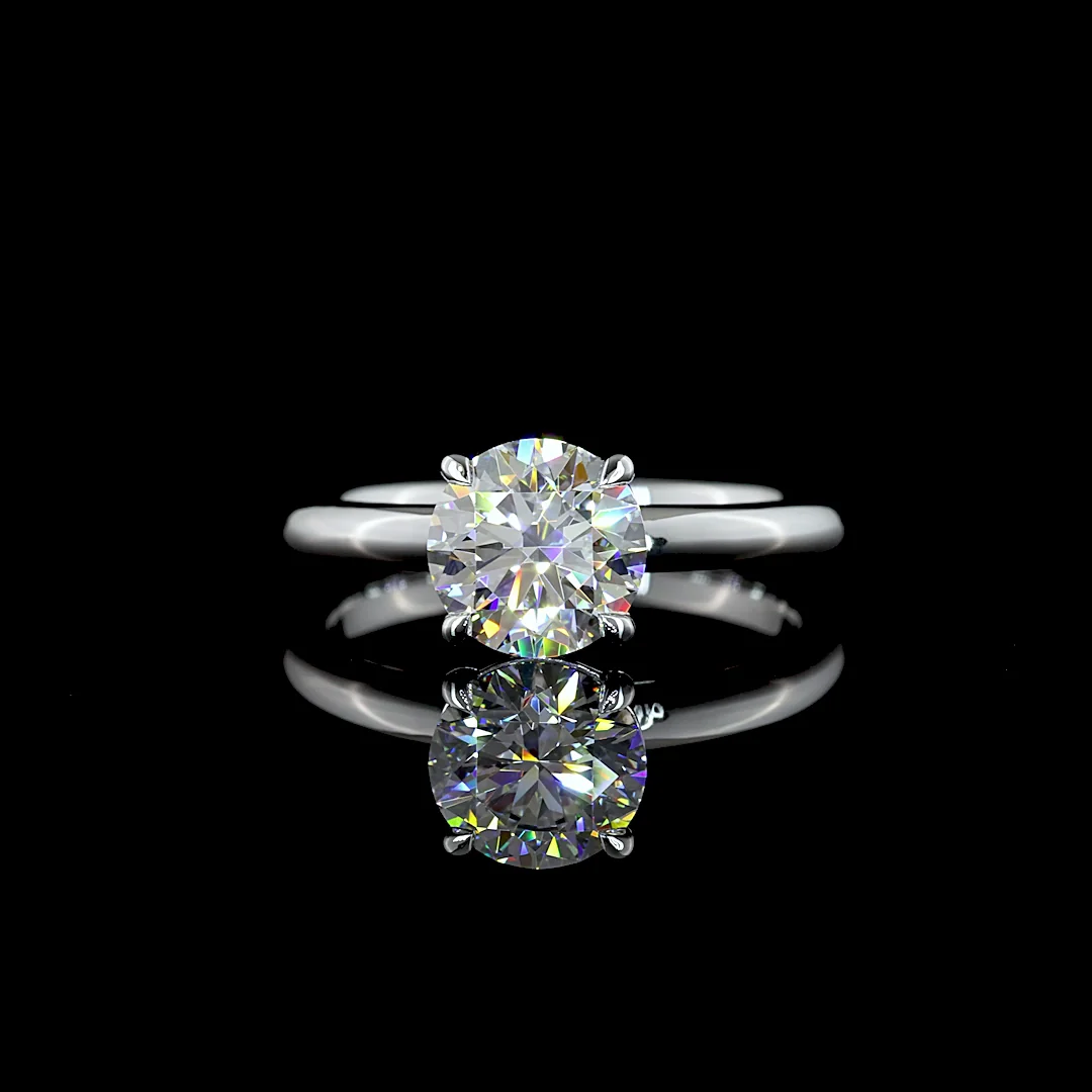 1.55 Cts 14k White Gold Round Shape Solitaire Ring - Video