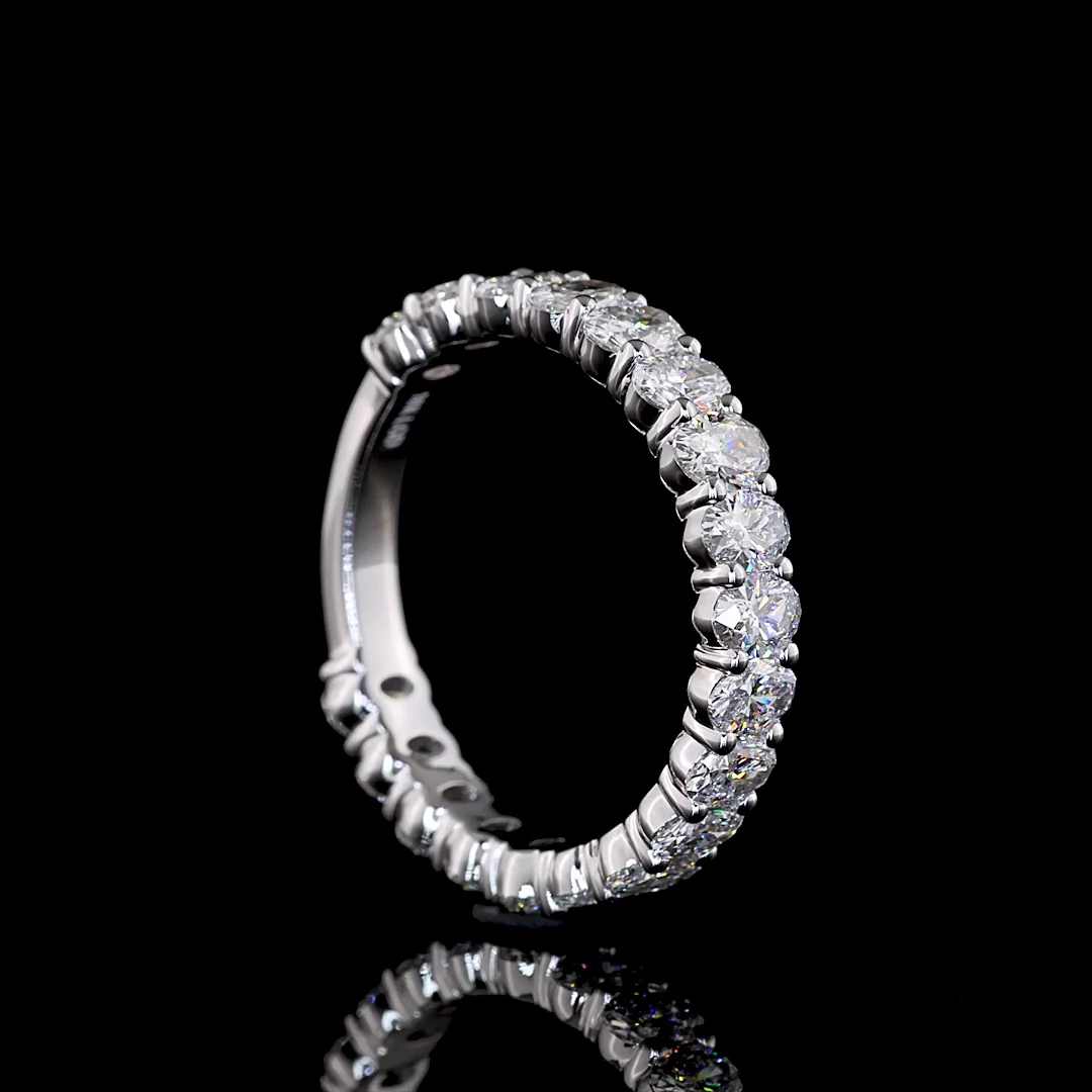 1.97 Cts 18k White Gold Oval Shape 3/4 Band Eternity Band - Image 2