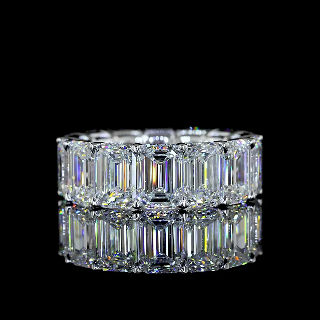 14.38 Cts 14k White Gold Emerald Shape Eternity Band Eternity Band - Video