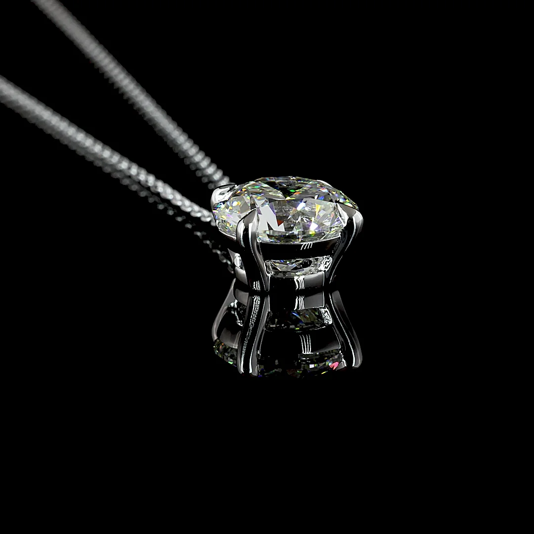 3.07 Cts 14k White Gold Round Shape Solitaire Pendant - Image 2
