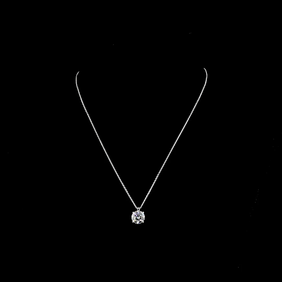 3.07 Cts 14k White Gold Round Shape Solitaire Pendant - Video
