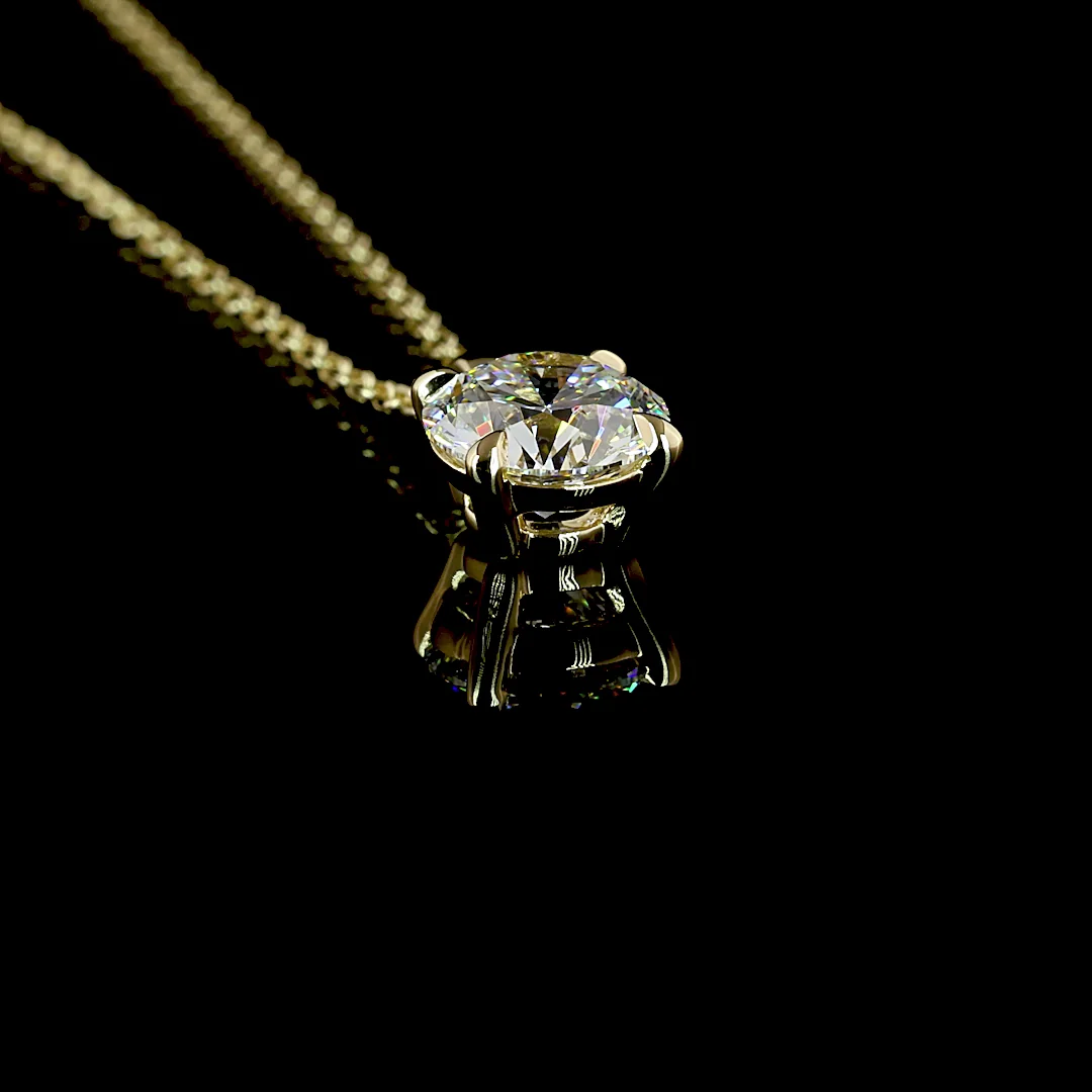 1.01 Cts 14k Yellow Gold Round Shape Solitaire Pendant - Image 2