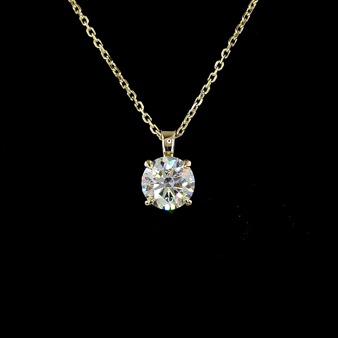 1.01 Cts 14k Yellow Gold Round Shape Solitaire Pendant - Image 3