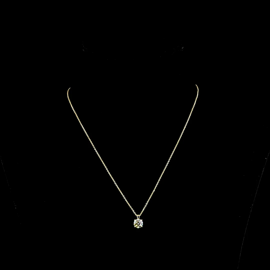 1 Cts 14k Yellow Gold Round Shape Pendant Pendant - Video