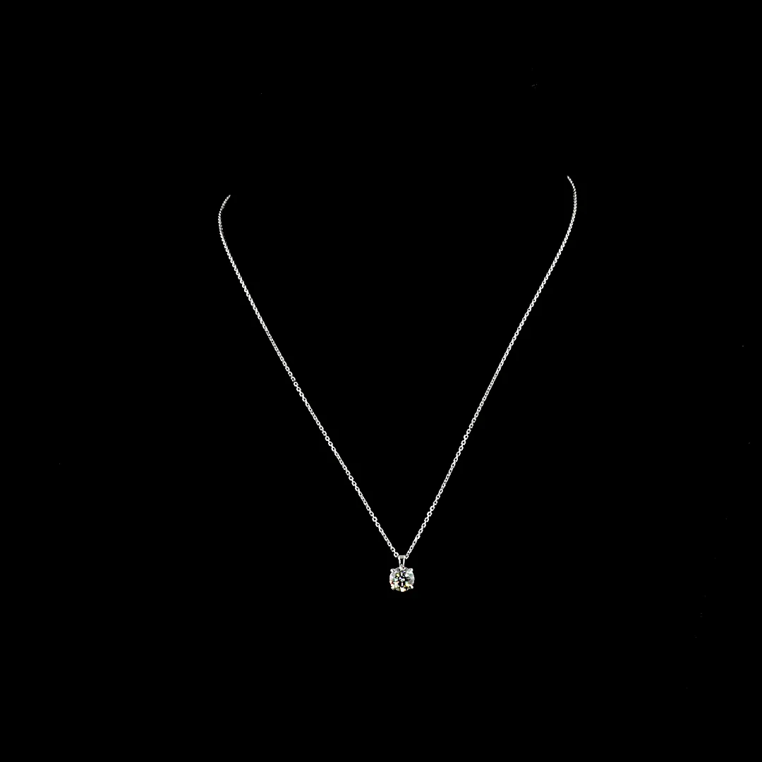 1.02 Cts 14k White Gold Round Shape Solitaire Pendant - Video