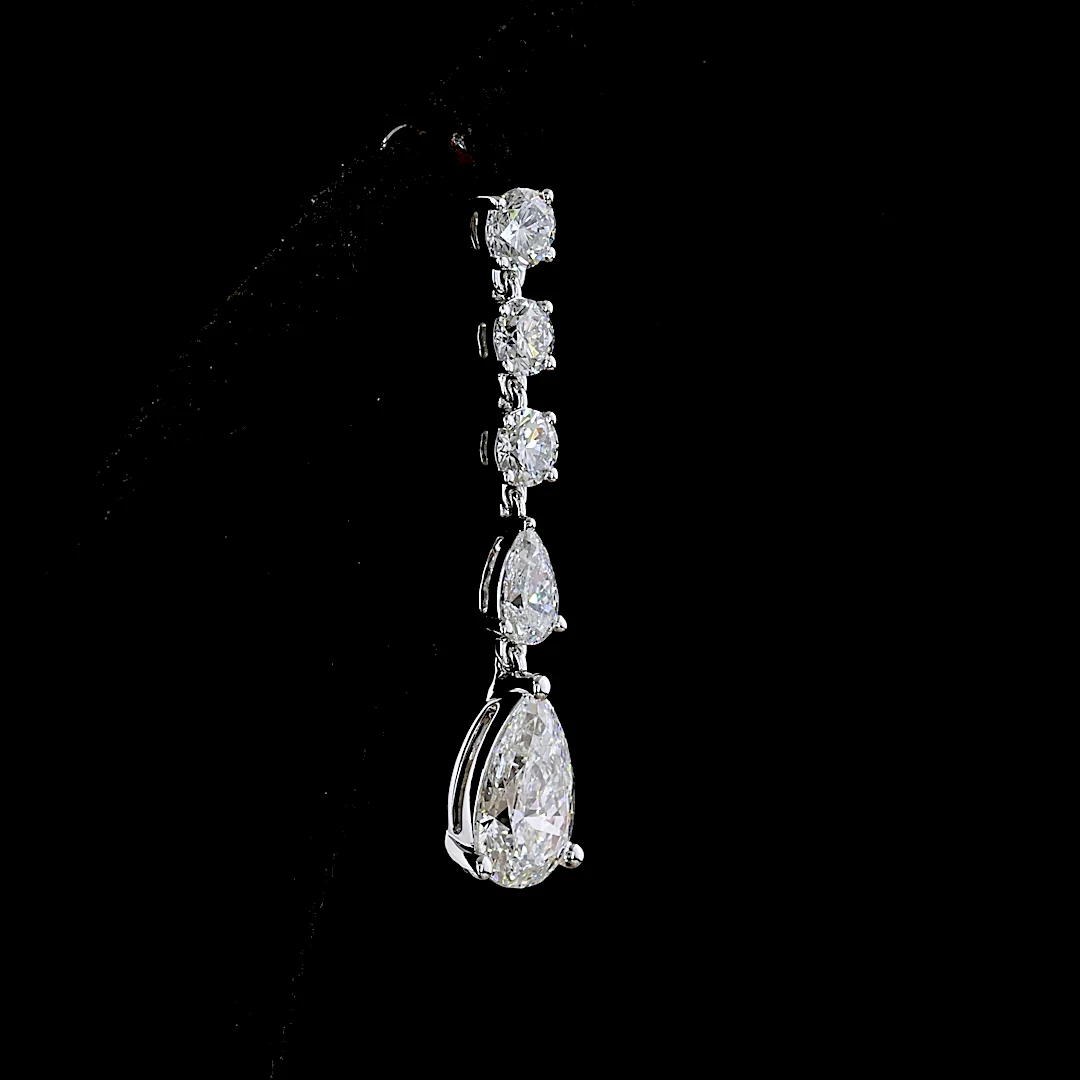 2.52 Cts 14k White Gold Mix Shape Hanging Earring - Image 4