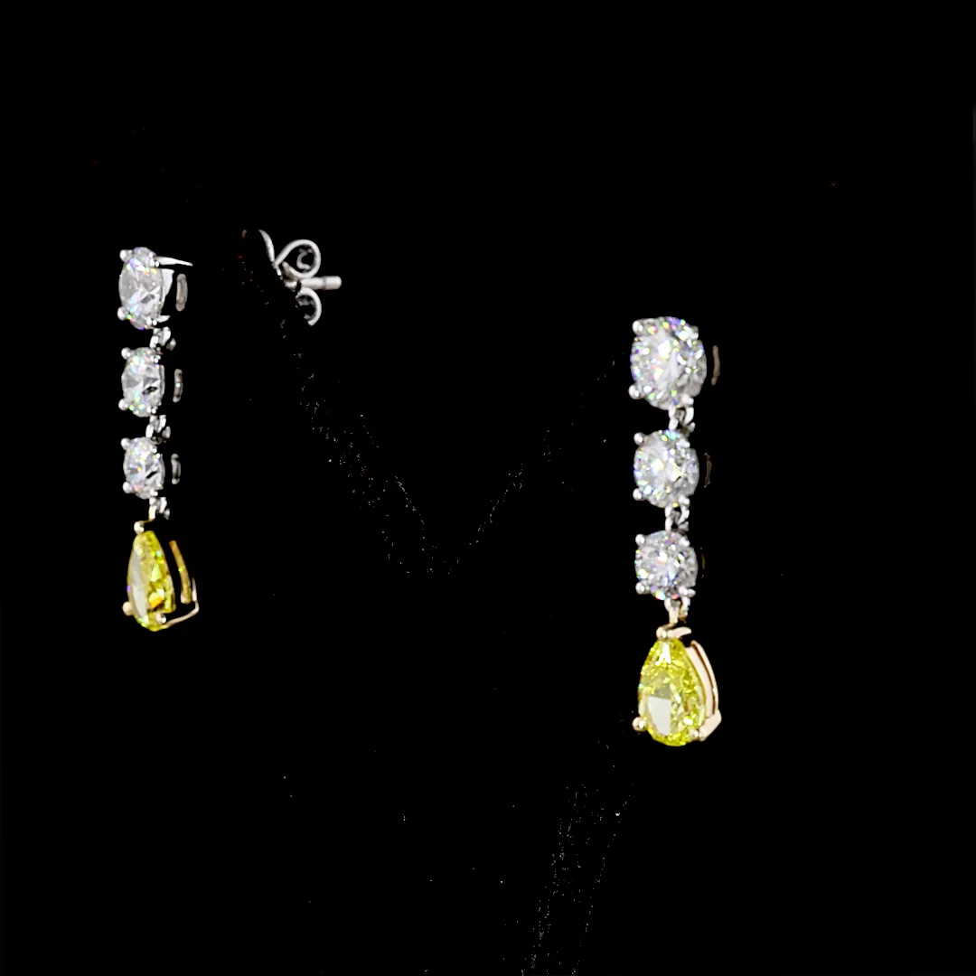 2.51 Cts 14k Two Tone Mix Shape Hanging Earring - Image 2