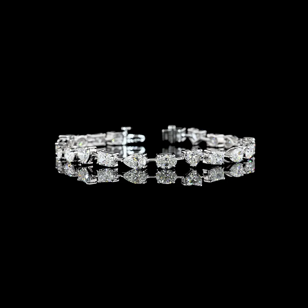 10.94 Cts 14k White Gold Mix Shape Station Bracelet - Video