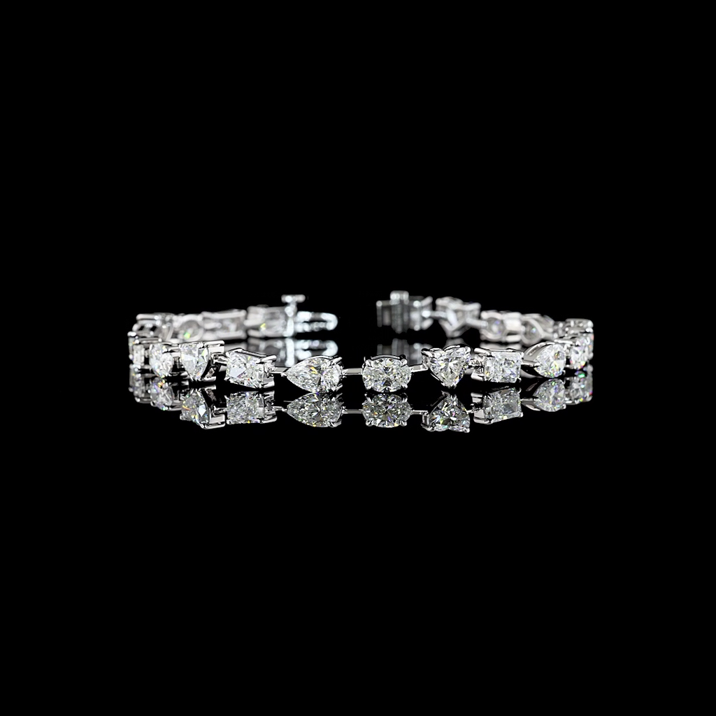 10.94 Cts 14k White Gold Mix Shape Station Bracelet - Video