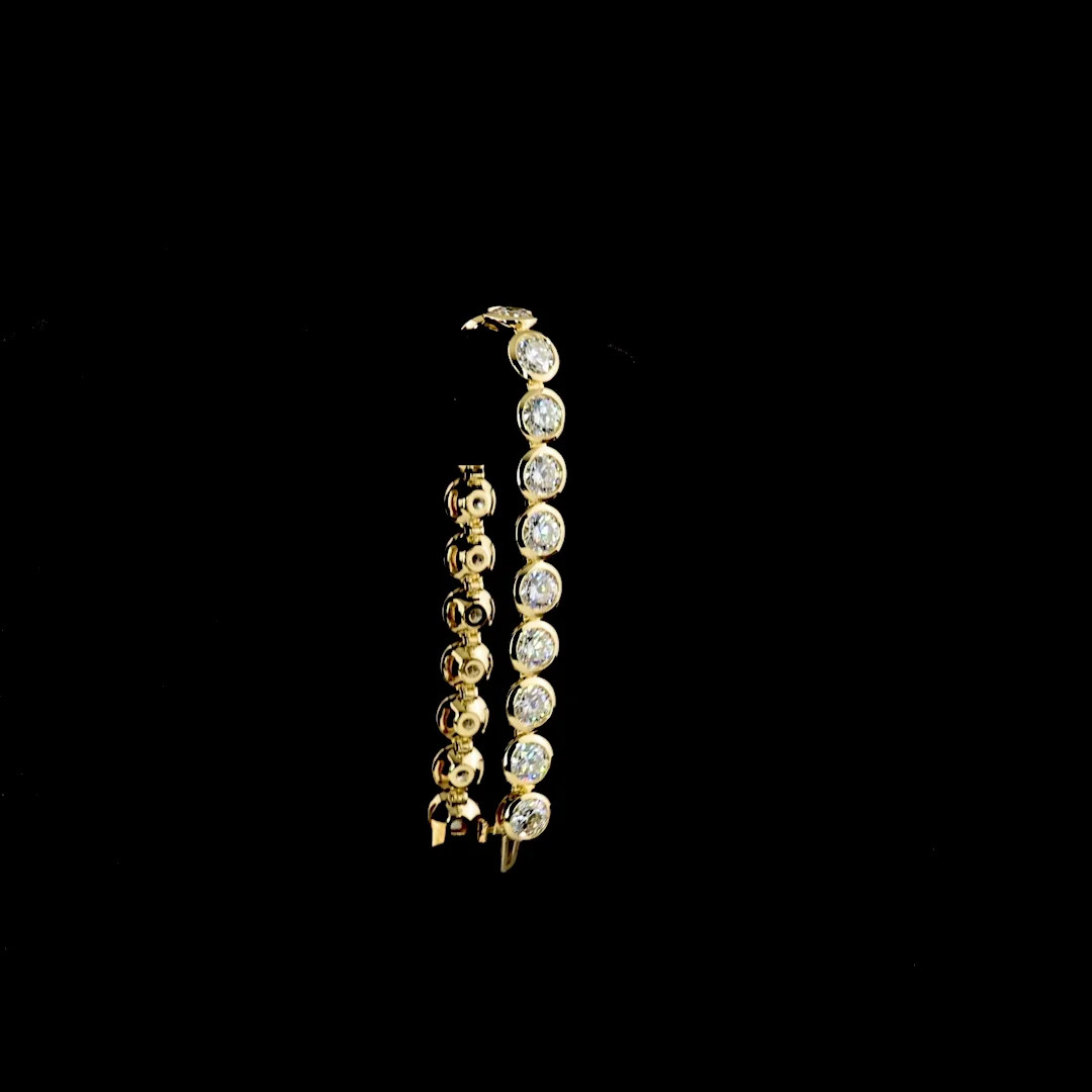 18.45 Cts 14k Yellow Gold Round Shape Tennis Bracelet - Image 3