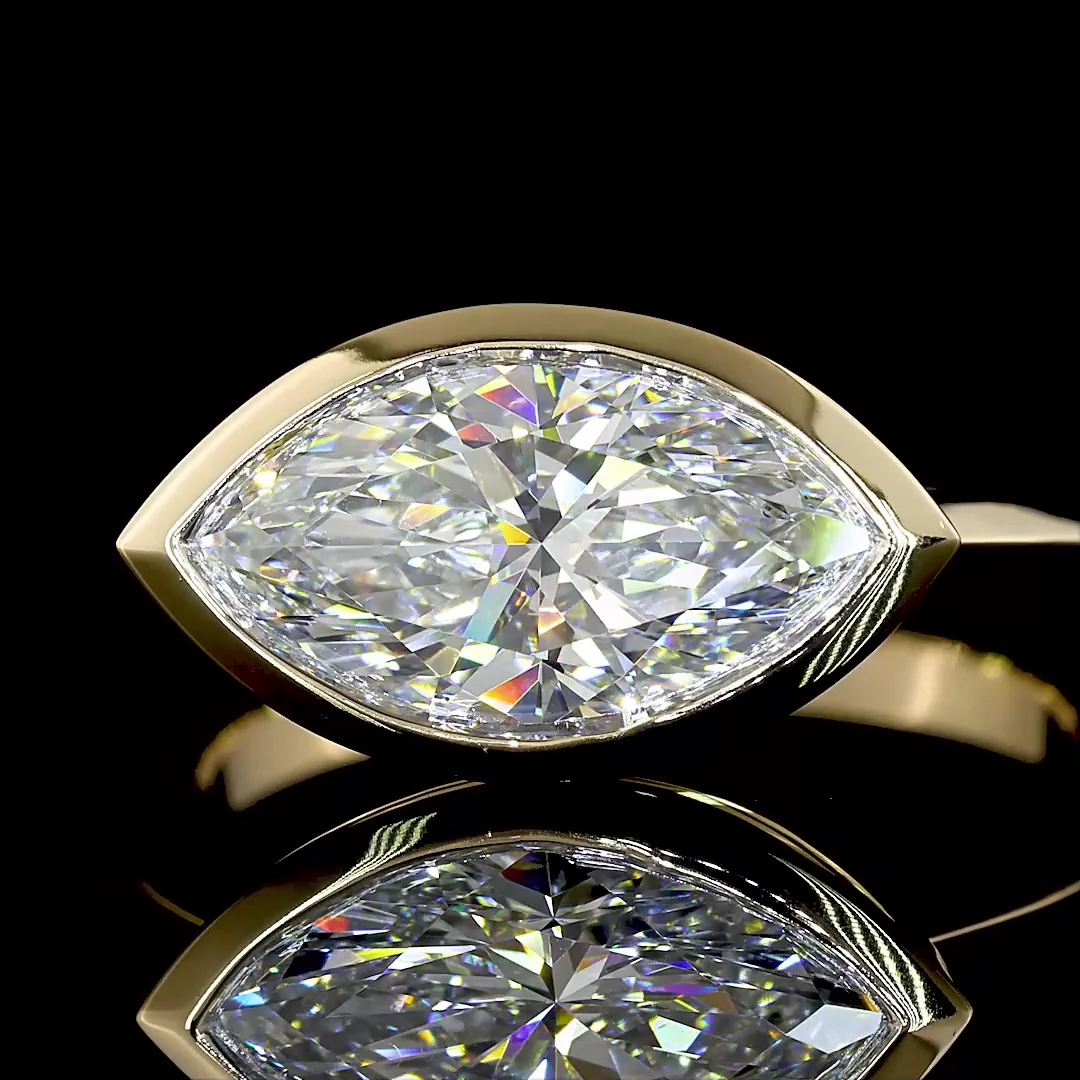 2.09 Cts 14k Yellow Gold Marquise Shape Solitaire Ring - Image 3