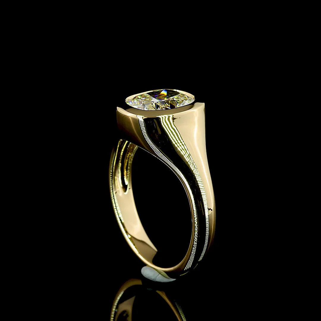 2.11 Cts 14k Yellow Gold Cushion Brilliant Shape Solitaire Ring - Image 2