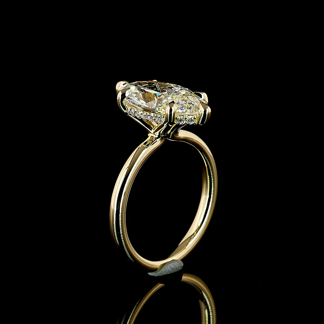 4.2 Cts 14k Yellow Gold Marquise Shape Hidden Halo Ring - Image 4