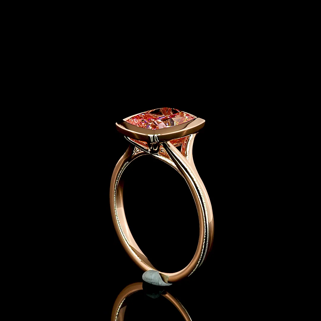 3.13 Cts 14k Rose Gold Cushion Shape Special Ring - Image 2