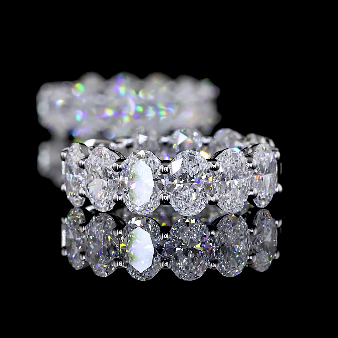 6.18 Cts 14k White Gold Oval Shape Huggies Earring - Image 2