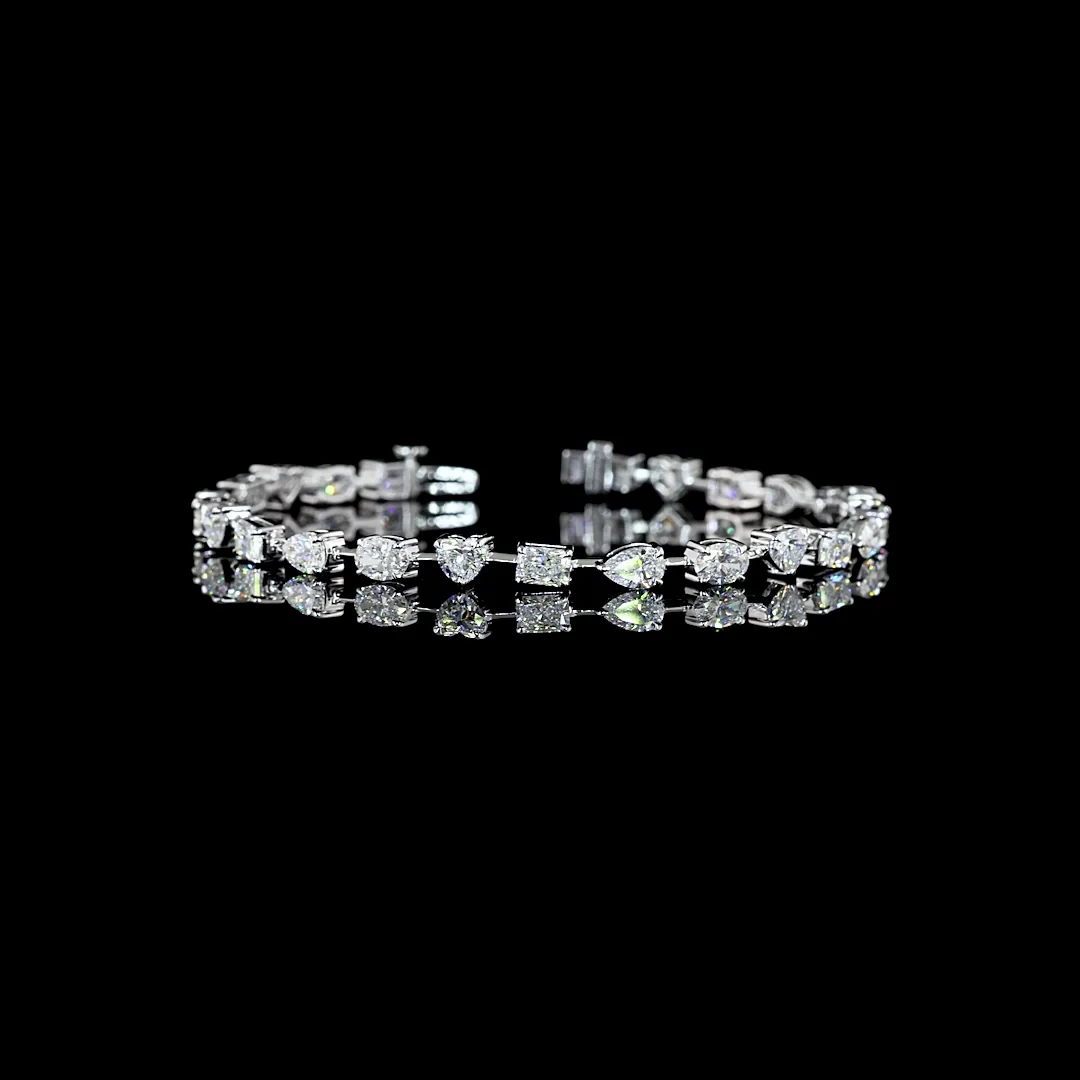 6.21 Cts 14k White Gold Mix Shape Station Bracelet - Video