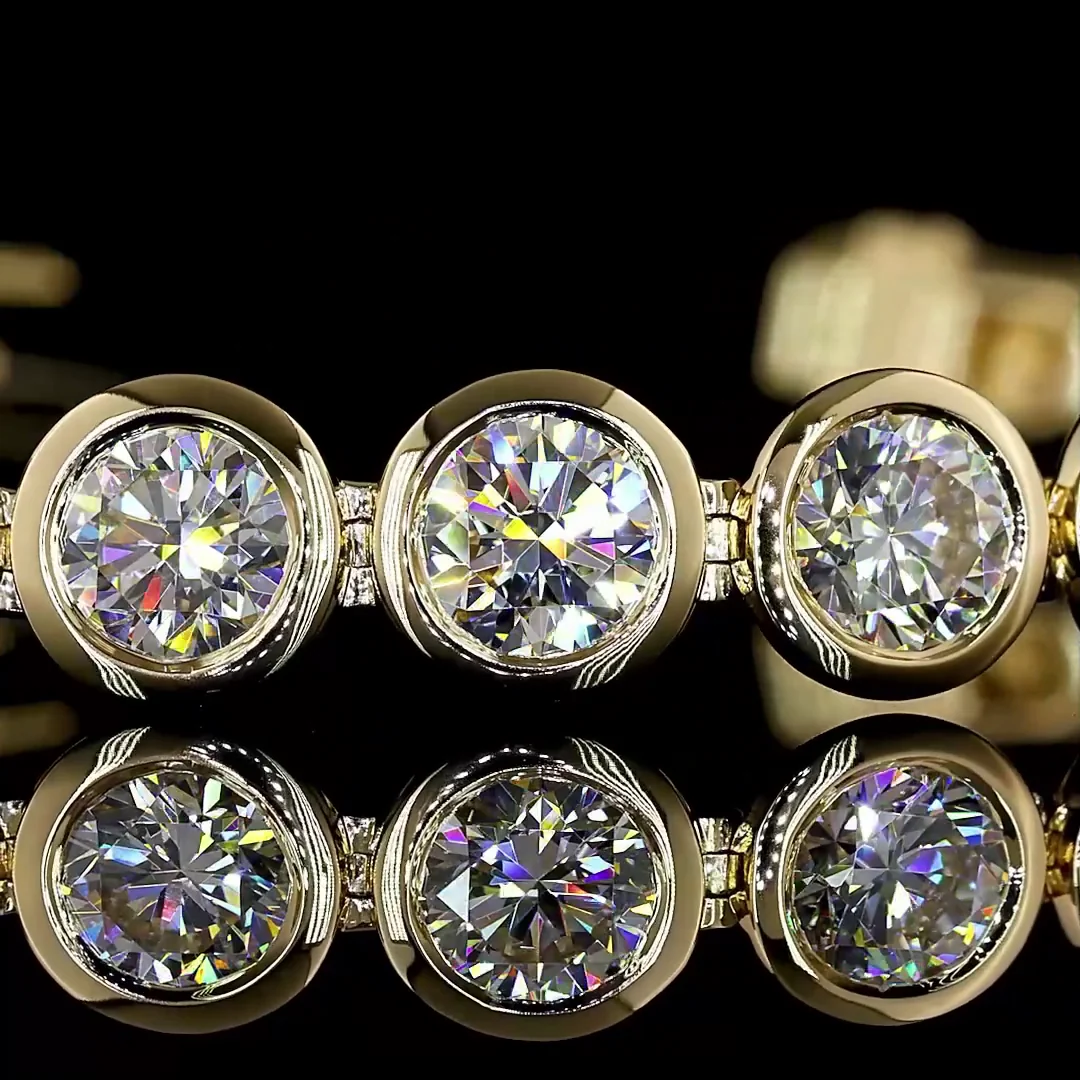 14.21 Cts 14k Yellow Gold Round Shape Tennis Bracelet - Image 2