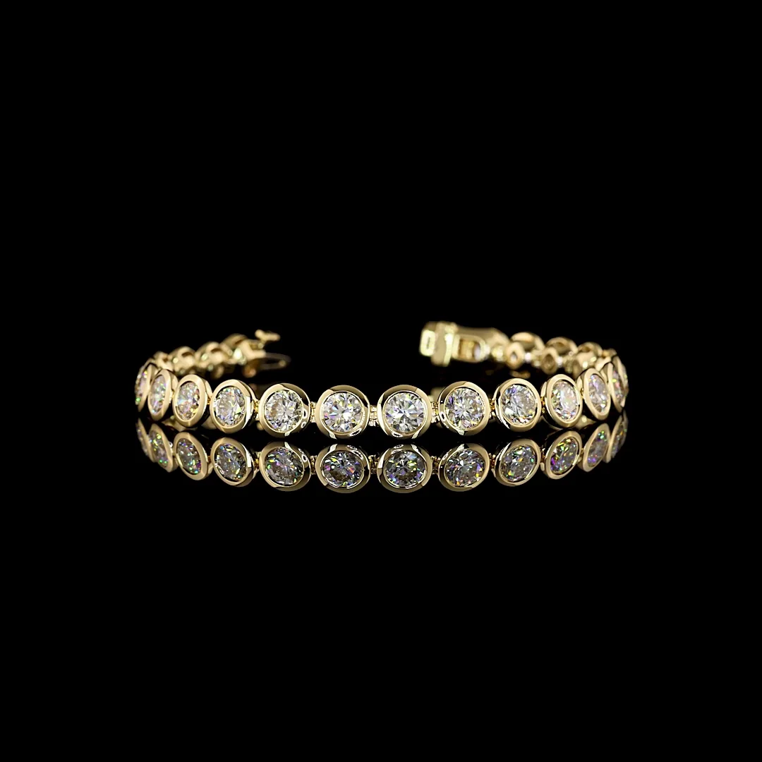 14.21 Cts 14k Yellow Gold Round Shape Tennis Bracelet - Video