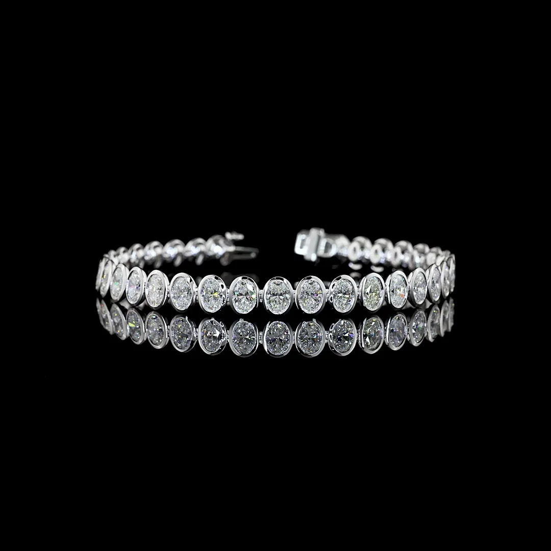 10.74 Cts 14k White Gold Oval Shape Tennis Bracelet - Video