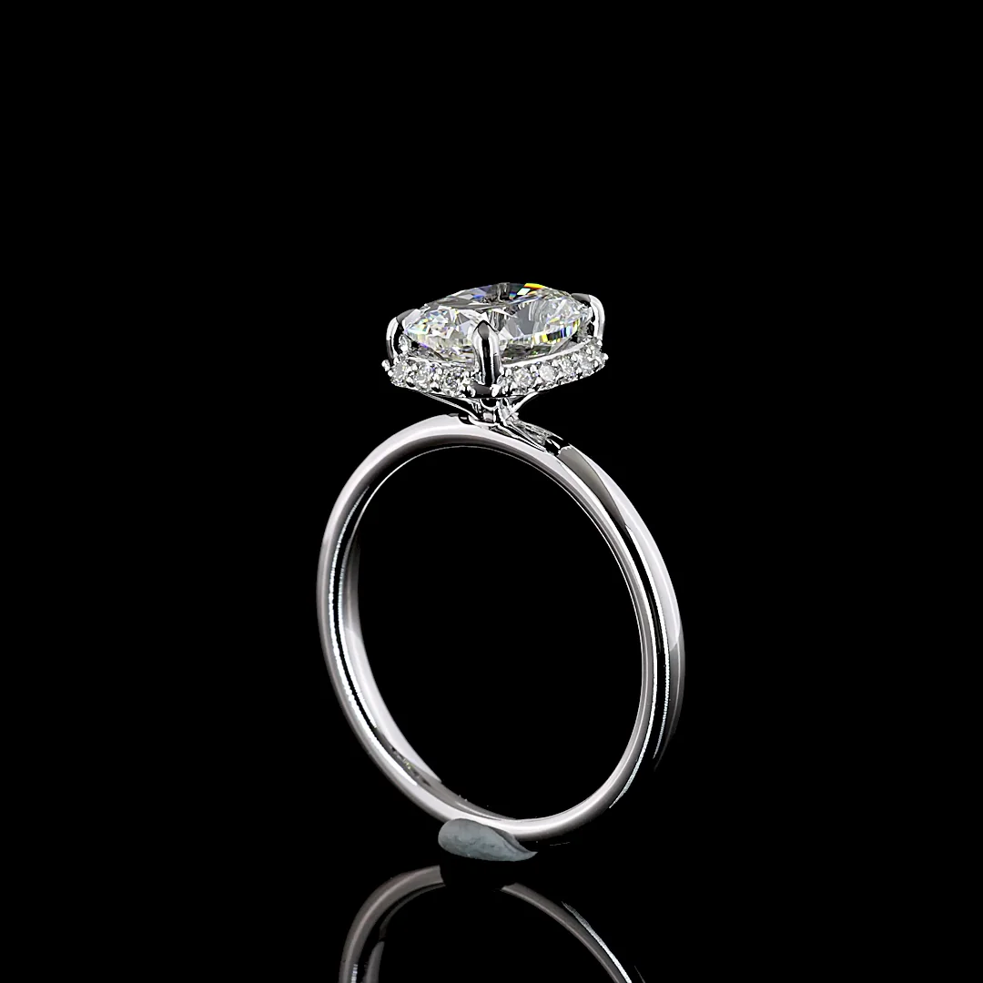 2.18 Cts 14k White Gold Cushion Brilliant Shape Hidden Halo Ring - Image 2