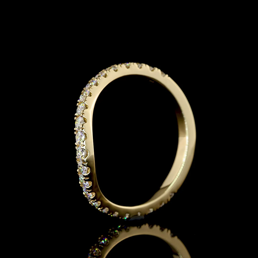 0.69 Cts 14k Yellow Gold Round Shape 3/4 Band Eternity Band - Image 4