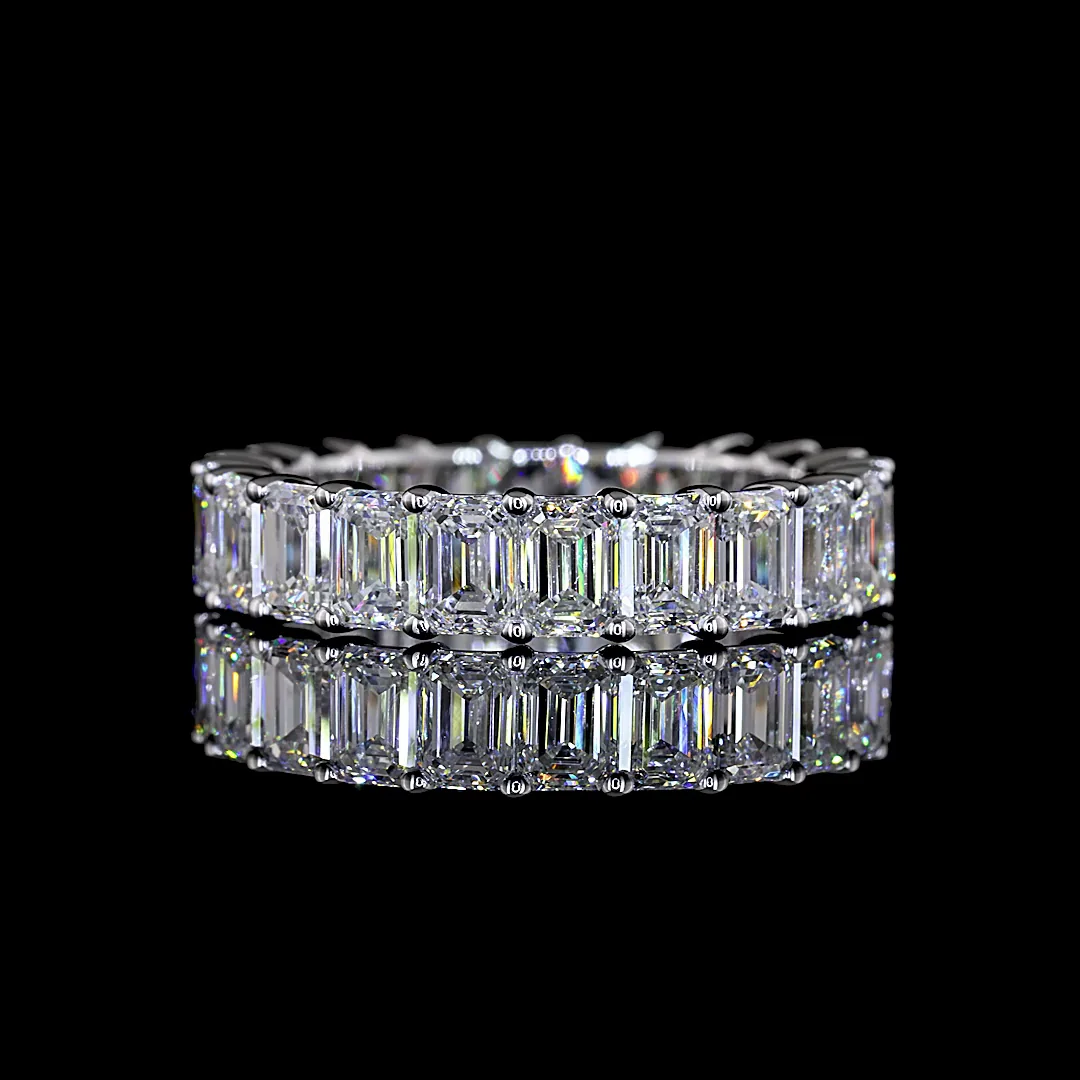 4.54 Cts 14k White Gold Emerald Shape Eternity Band Eternity Band - Video
